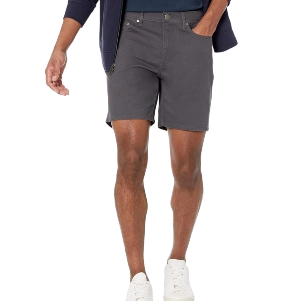 Amazon Essentials Slim-Fit Flat Front Men's Shorts Grey Size 40 NWOT